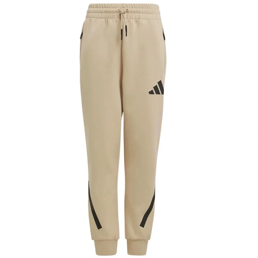 Adidas ZNE boys size XL cream black Sweatpants Prime knit zip jogger Pockets $70